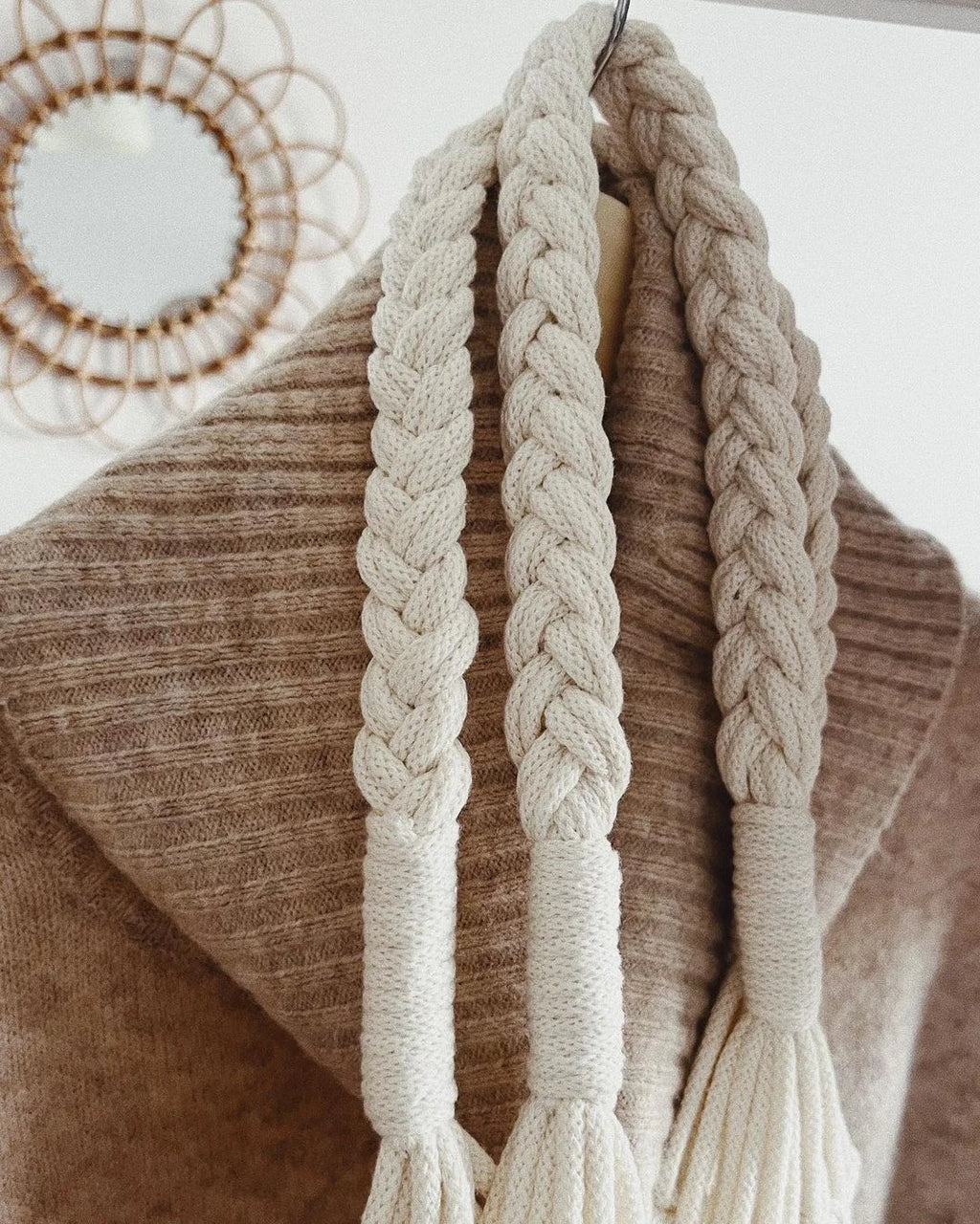Stylish Handmade Macrame Sling Bags For Women’s macrame hand bag full size Beige