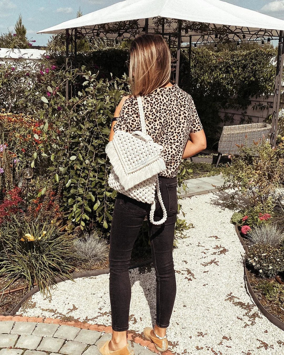 Stylish Handmade Macrame Sling Bags For Women’s macrame hand bag full size Beige