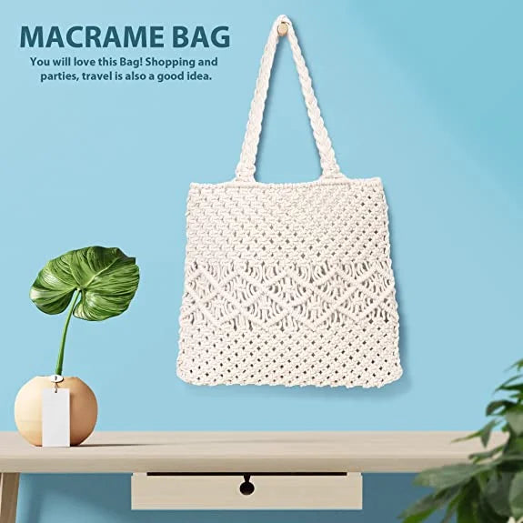 Stylish Handmade Macrame Sling Bags For Women’s macrame hand bag full size Beige