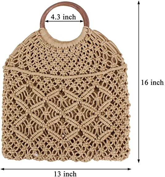 Stylish Handmade Macrame Sling Bags For Women’s macrame hand bag full size Beige