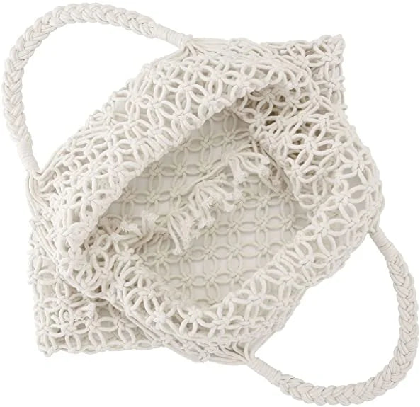 Stylish Handmade Macrame Sling Bags For Women’s macrame hand bag full size Beige