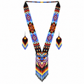 Native Tribal Style Long Statement Beaded Necklace for Women Y Shape - Black Purple Owl