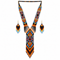 Native Tribal Style Long Statement Beaded Necklace for Women Y Shape - Black Blue Southwest