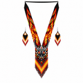 Native Tribal Style Long Statement Beaded Necklace for Women Y Shape - Black Fire Animal