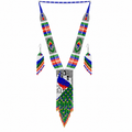 Native Tribal Style Long Statement Beaded Necklace for Women Y Shape - Green Blue Peacock