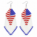 Handcrafted American Patriotic Red Blue White Seed Bead Earrings