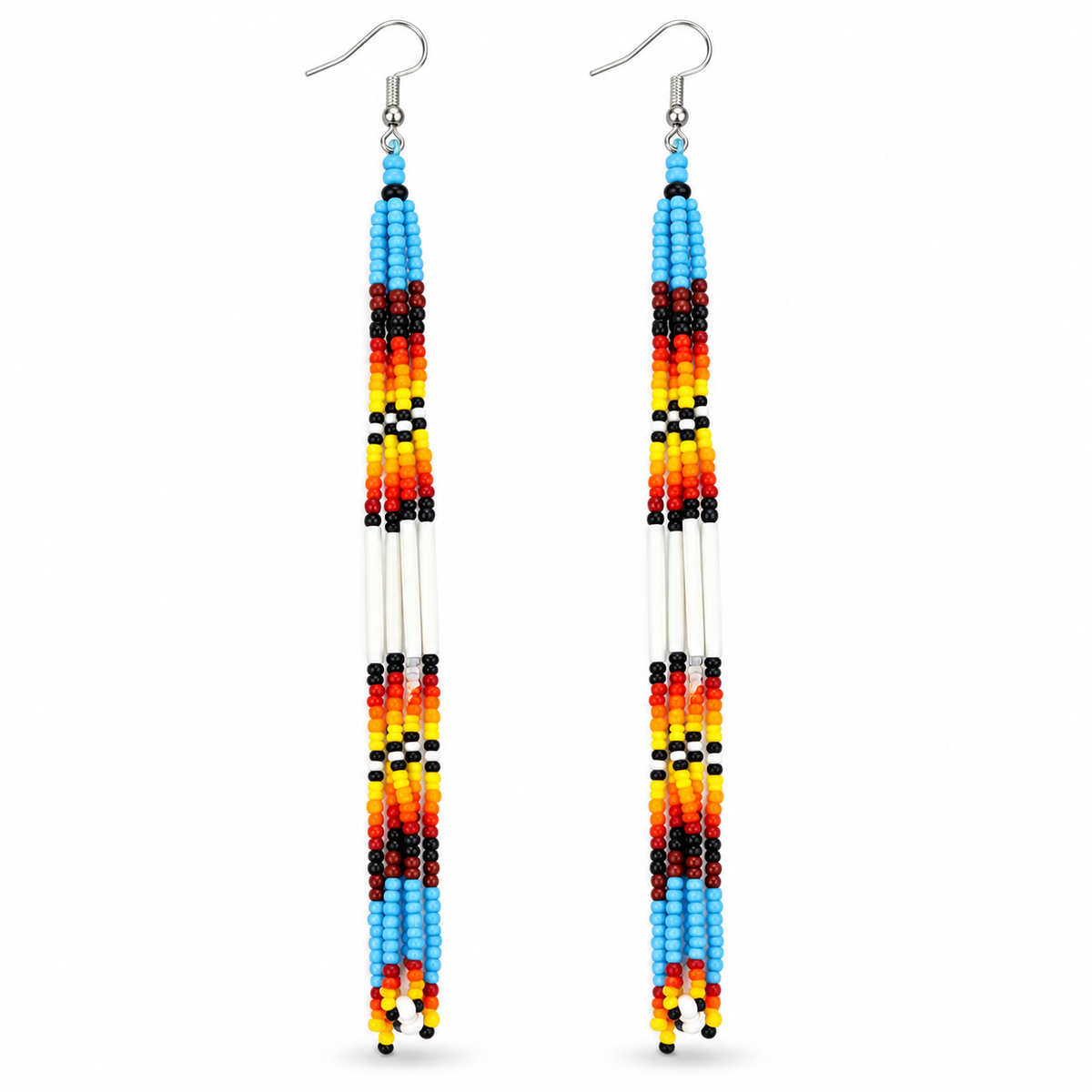 Native Style Handmade Beaded Multi-Color Long Earrings