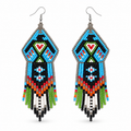 Handmade Blue Black Beaded Thunderbird Earrings