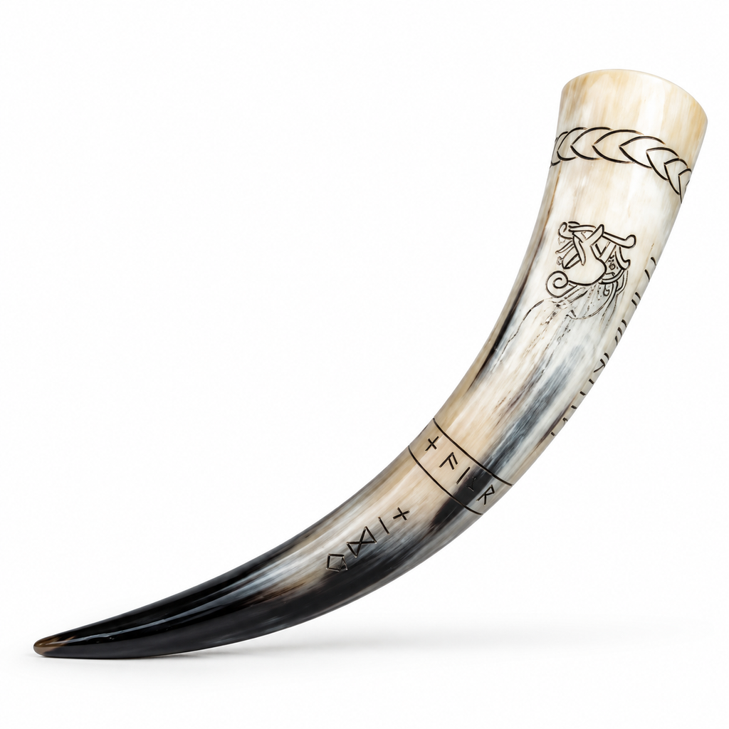 Viking Style Buffalo Horn Drinking Horn – Handcrafted