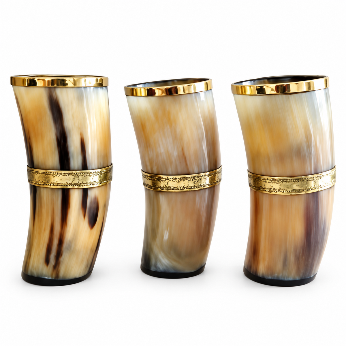 Luxury Brass Rimmed Buffalo Horn Drinking Glass