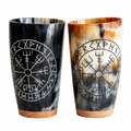 Handcrafted Viking Rune Engraved Buffalo Horn Drinking Tumbler