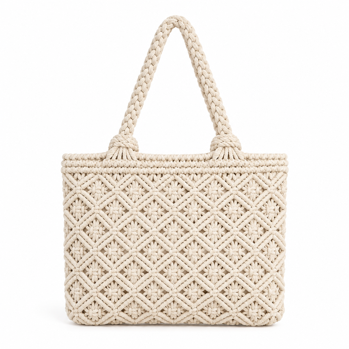 MACRAME Handmade Straw Bag Travel Beach Fishing Net Handbag Shopping Woven Shoulder Bag for Women