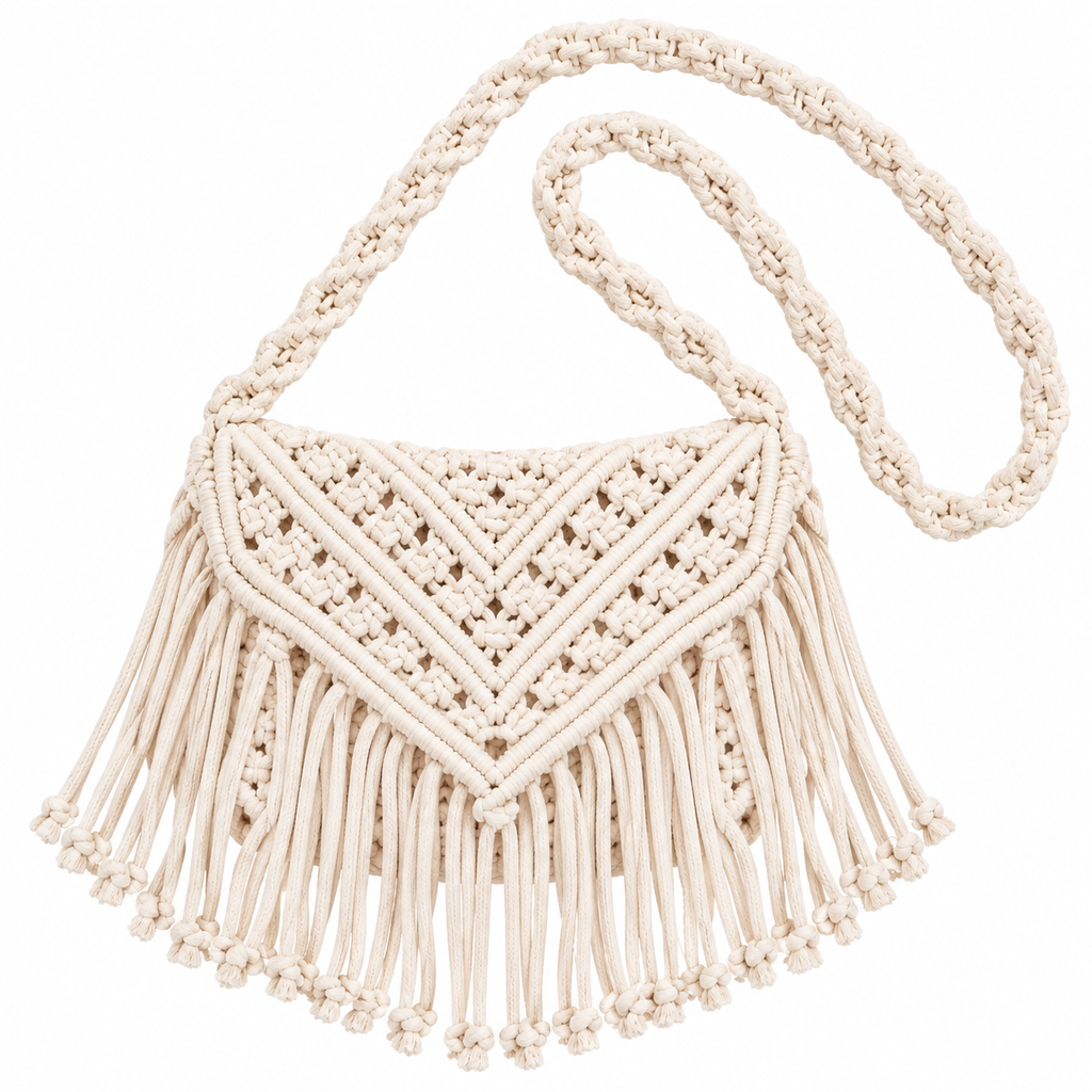 Stylish Handmade Macrame Sling Bags For Women’s macrame hand bag full size Beige