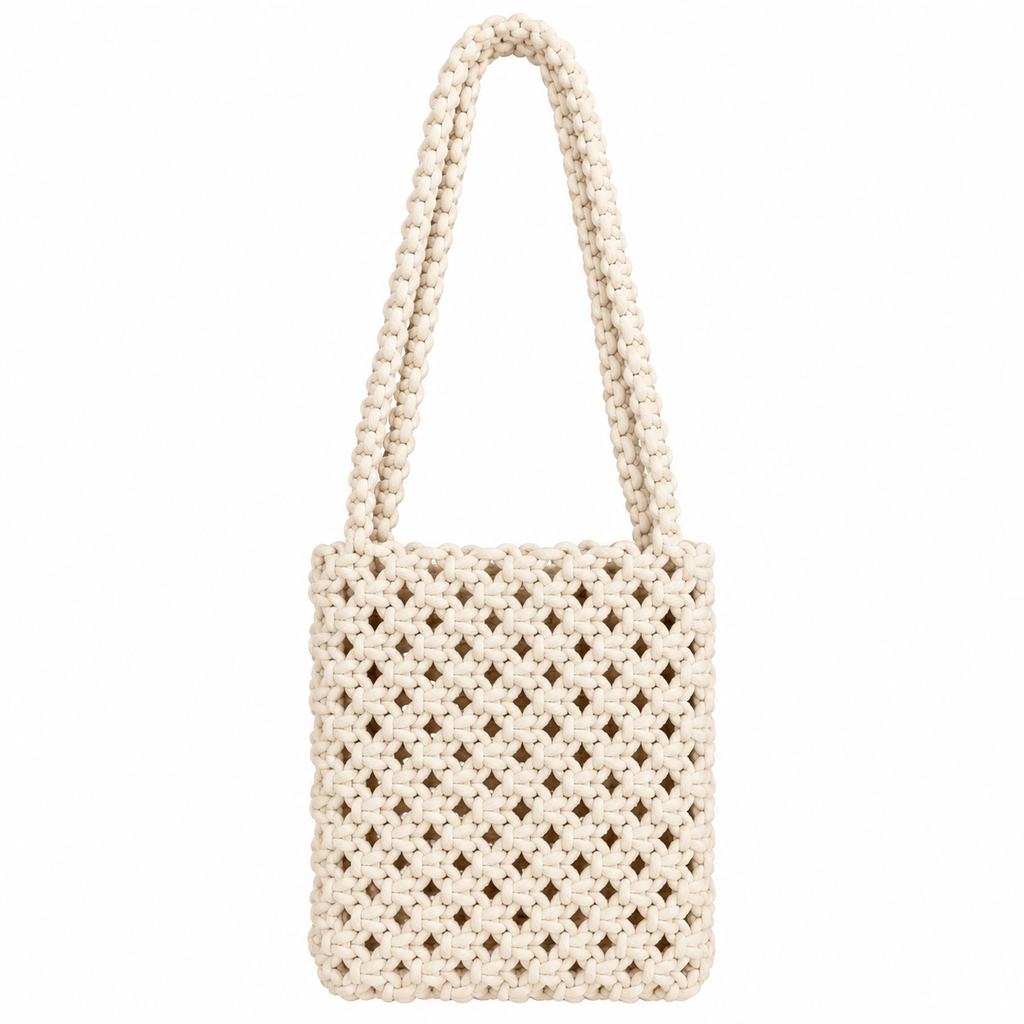 Stylish Handmade Macrame Sling Bags For Women’s macrame hand bag full size Beige