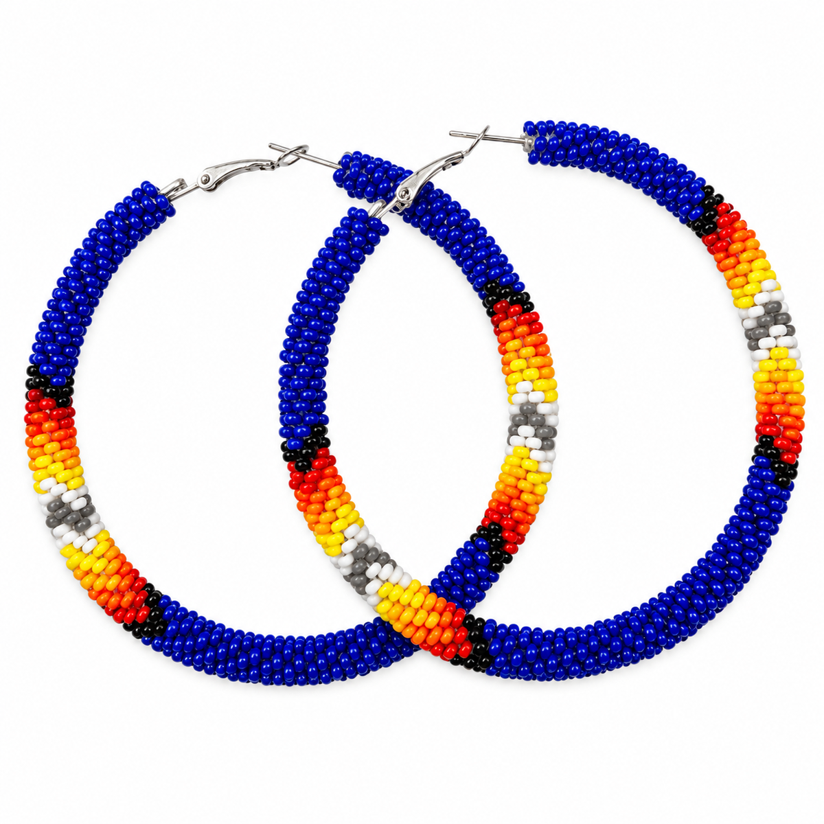 Handmade Native Style 3 Inch Hoop Earrings with Czech Seed Beads