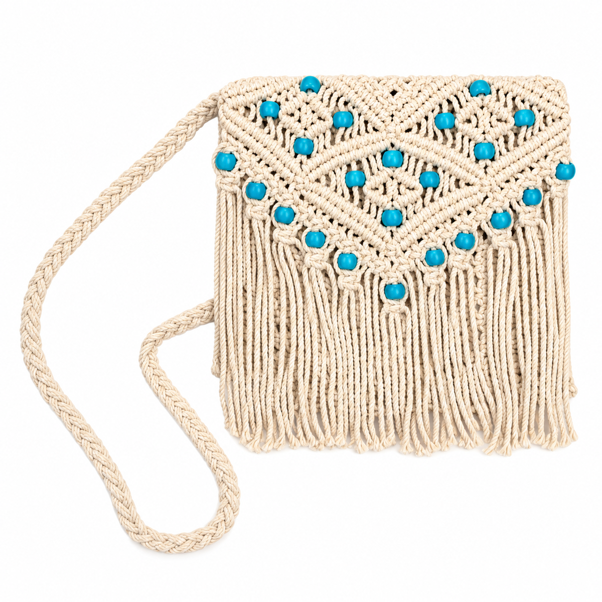 Stylish Handmade Macrame Sling Bags For Women’s macrame hand bag full size Beige