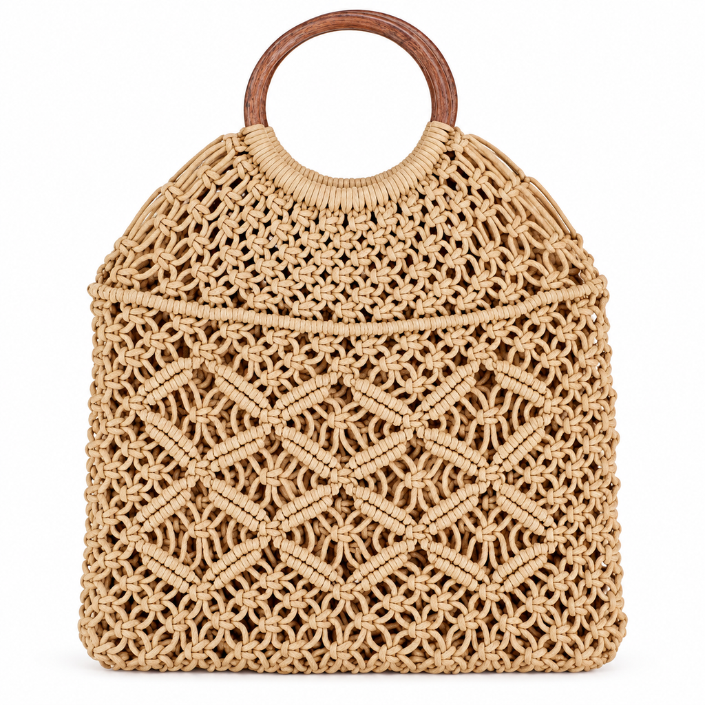 Stylish Handmade Macrame Sling Bags For Women’s macrame hand bag full size Beige