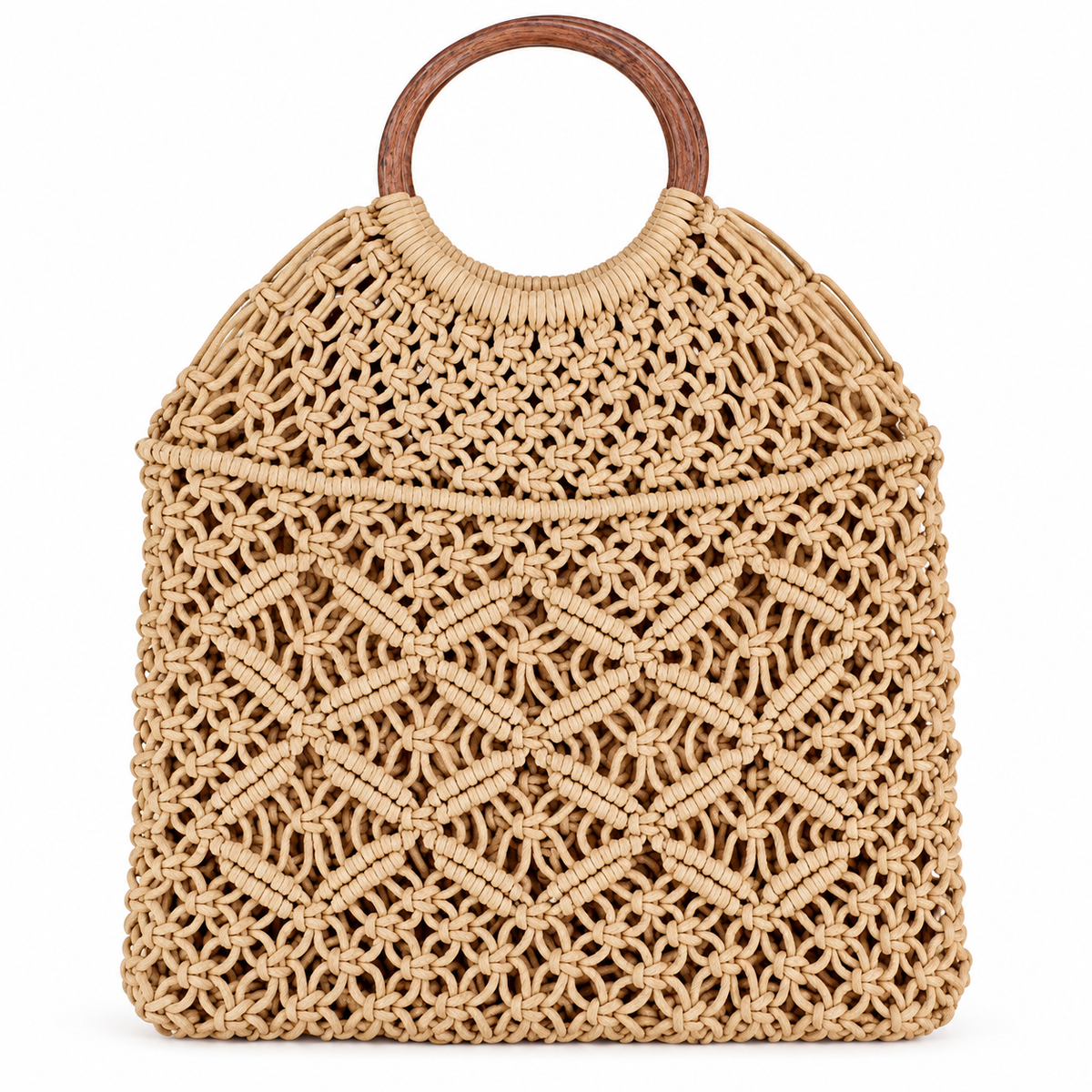 Stylish Handmade Macrame Sling Bags For Women’s macrame hand bag full size Beige