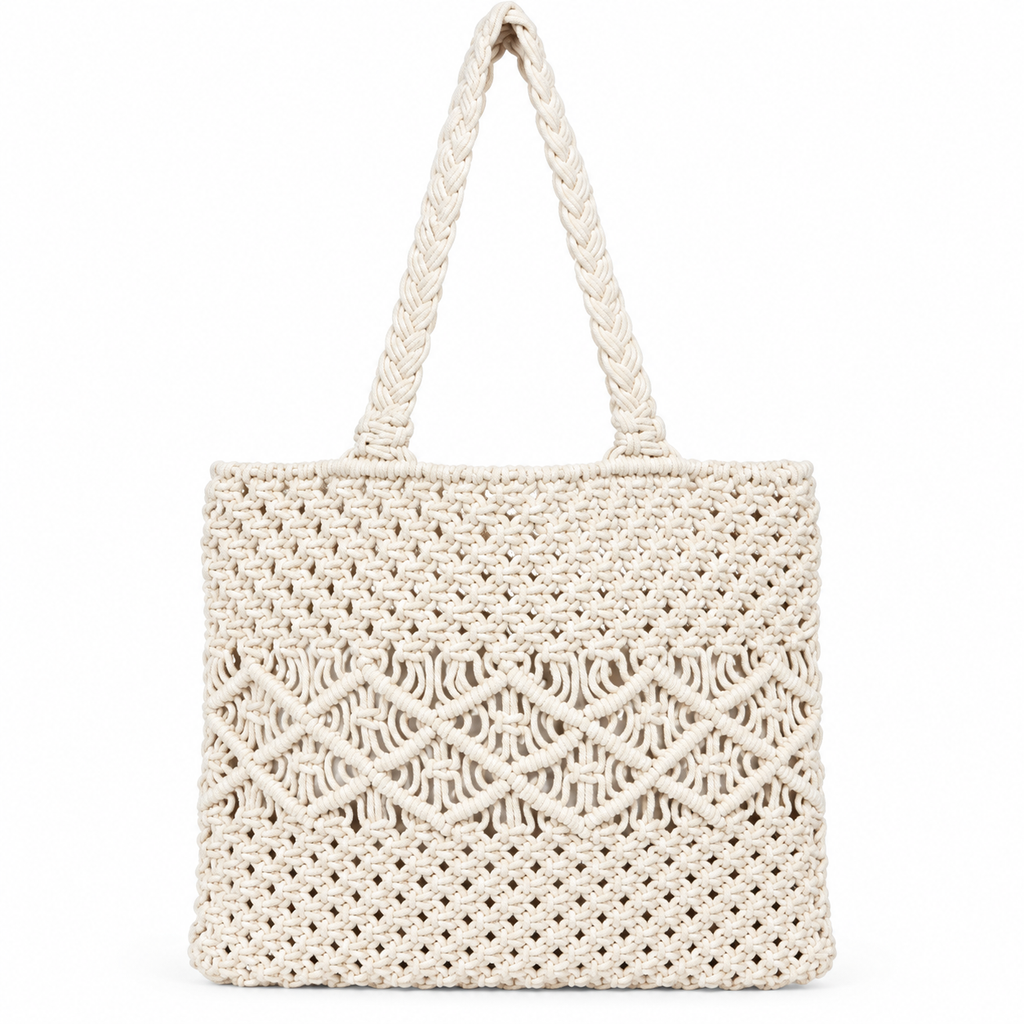 Stylish Handmade Macrame Sling Bags For Women’s macrame hand bag full size Beige