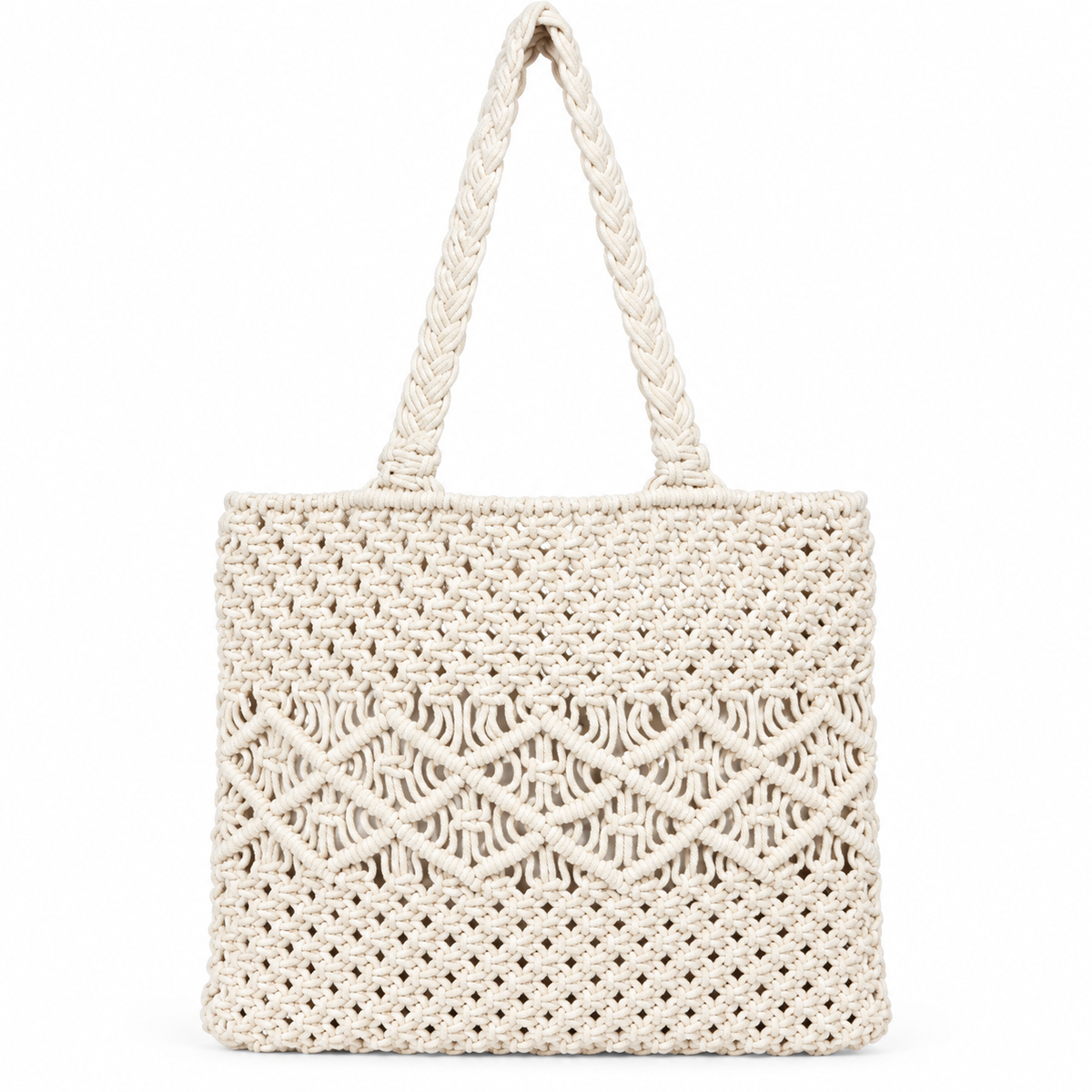 Stylish Handmade Macrame Sling Bags For Women’s macrame hand bag full size Beige