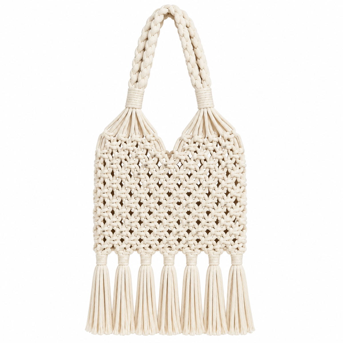 Stylish Handmade Macrame Sling Bags For Women’s macrame hand bag full size Beige